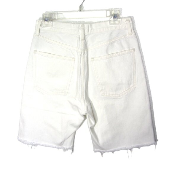 Agolde 90’s Size 27 White Cream Short Denim Jeans Button-Fly Raw Hem Frayed - Picture 5 of 6